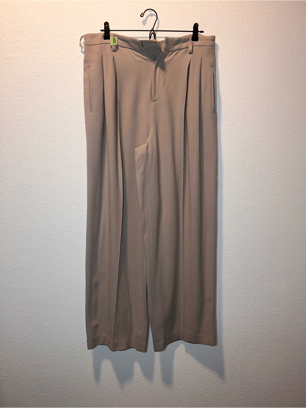 Vintage Ellen Tracy Taupe Wide-Leg Pleated Dress Pants